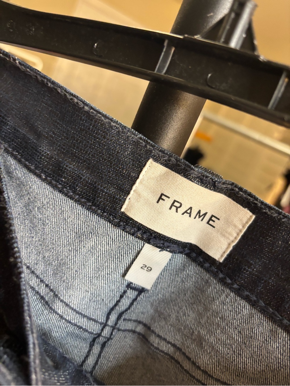 Frame Denim Black Shimmer Straight Leg Jeans - Picture 5 of 7